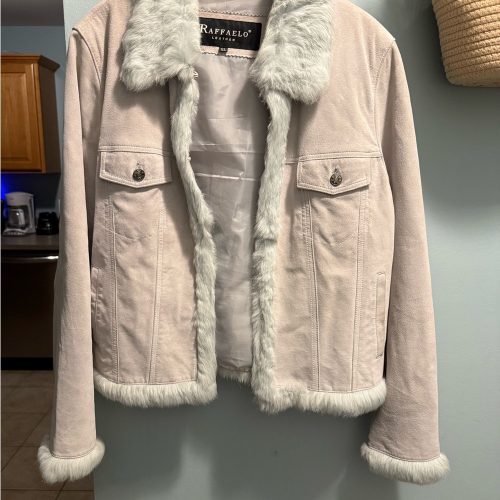 Women's Blue Suede and Fur Jacket